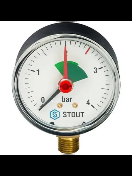 Манометр STOUT радиальный с указателем предела, корпус Dn