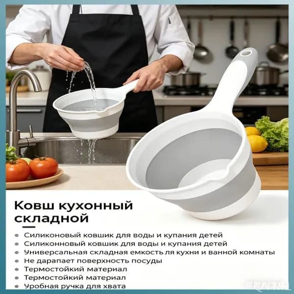 Ковш хозяйственный, силикон, 1 л, 1 шт