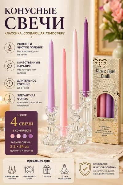 Свечи поминальные "Самфир", 25 см х 2.2 см, 1 шт