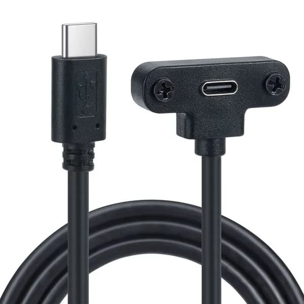 USB-C USB 3.1 Type C, удлинительный кабель папа-мама для передачи данных и зарядки, с отверстием для крепежного винта на панели, 480 Мбит/с, разъем Type C.