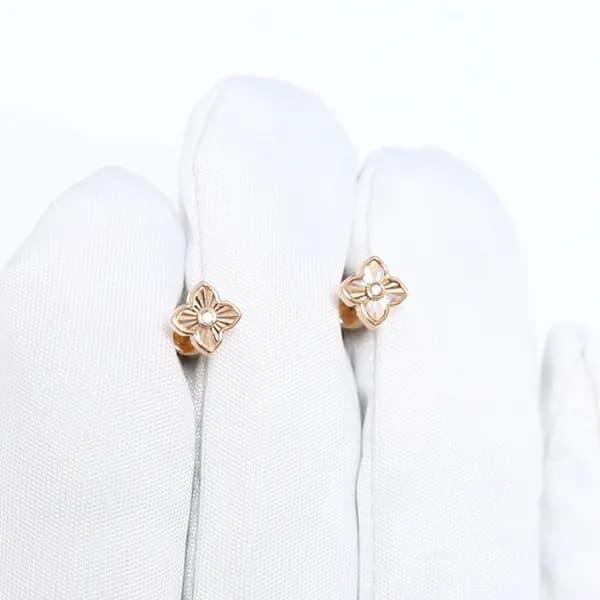 Золотые серьги DIAMANT-ONLINE с фианитом 585 пробы