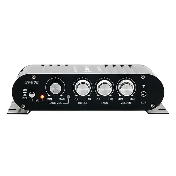 Усилитель мощности ST-838, 2.1 канала, Hi-Fi, алюминиевый корпус, чёрный цвет