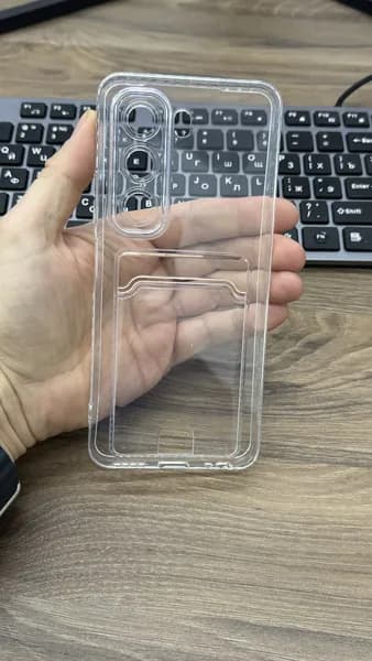Чехол для Realme C75 прозрачный с карманом для карты ( картхолдер )