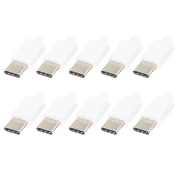 10 шт. USB-разъемов Type-C USB 3.1 3A для быстрой зарядки, штекеры, клеммы для пайки, кабели для передачи данных, белые.