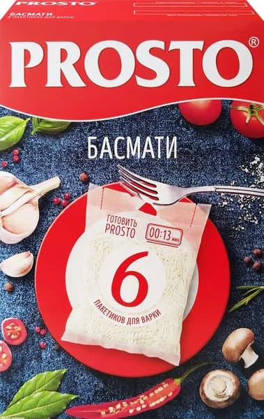 Крупа рисовая шлифованная PROSTO Басмати, в пакетиках, 6х62, 6пак