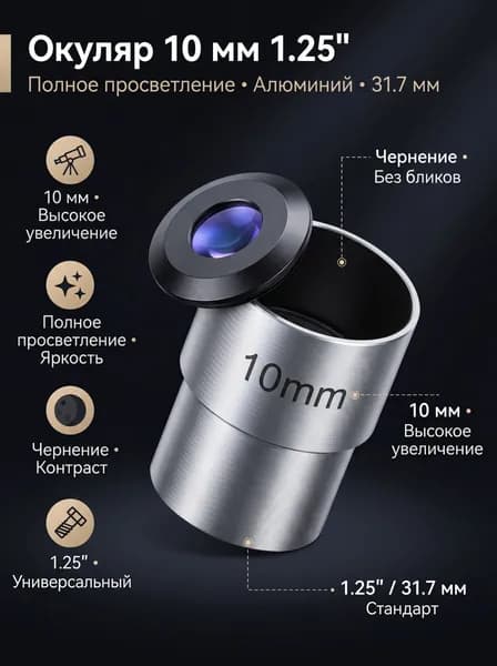 Окуляр 1.25 дюймов, высококачественный, для астрономических телескопов