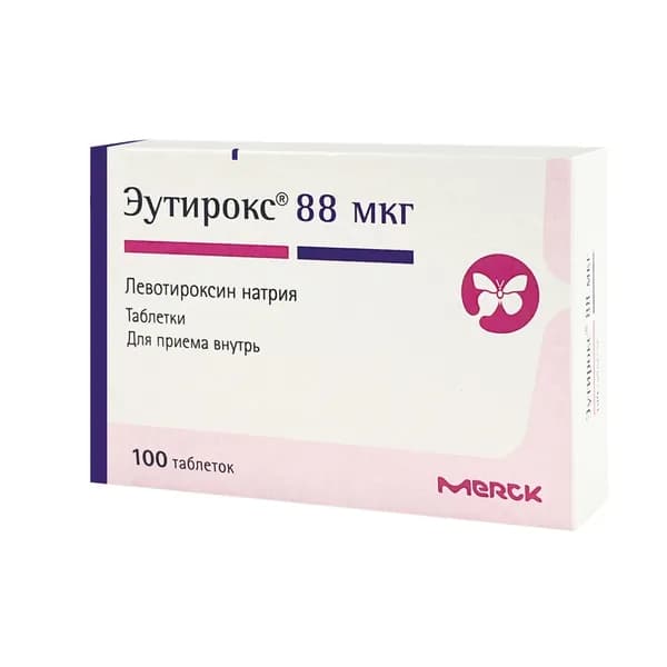 Эутирокс, таблетки 0.088 мг, 100 шт.