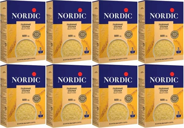 Хлопья Nordic пшенные, комплект: 5 упаковок по 500 г