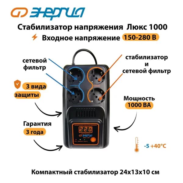 Стабилизатор напряжения Энергия Люкс 1000