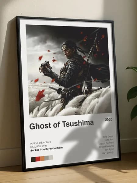 Постер плакат игра "Ghost of Tsushima" А4, Sucker Punch, интерьерный, без рамы, плотная матовая фотобумага 21x30 см