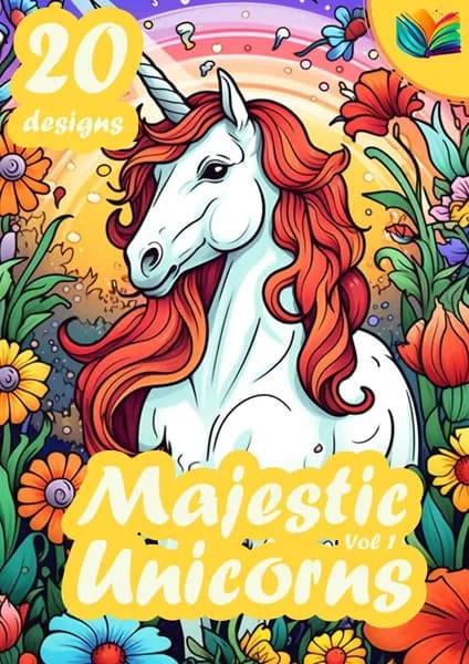 Раскраска "Величественные Единороги" (Majestic Unicorns-vol.1), А5, 20 изображений