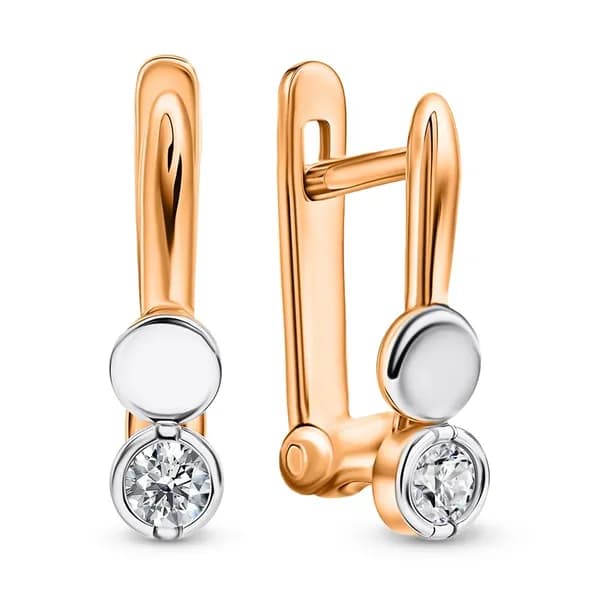 Серьги детские с фианитами из красного золота 585 пробы 585GOLD