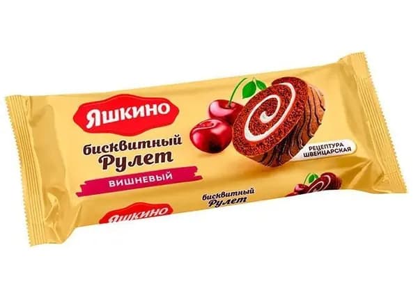 Яшкино Рулет бисквитный, Вишневый , 200 г