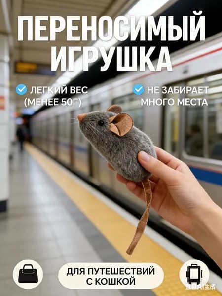 Игрушка для кошек со звуком, интерактивная мышка пищалка с кошачьей мятой