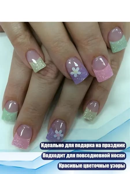 24 шт. накладные ногти с цветами
