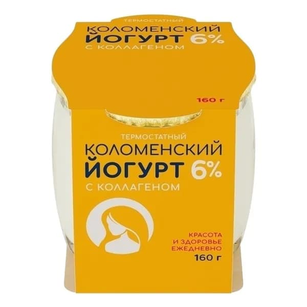 Йогурт Коломенское натуральный с коллагеном 6% 160 г