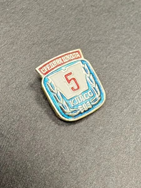 Советский детский значок Средняя школа 5 класс