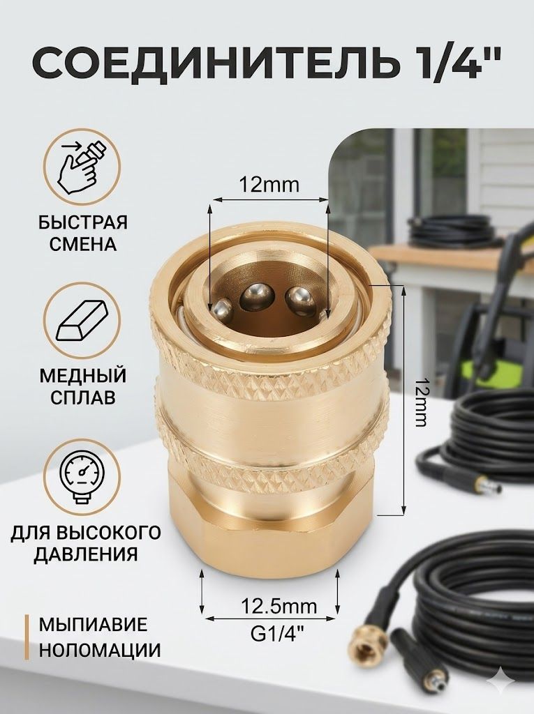 Разъем для мойки высокого давления 1/4 дюйма