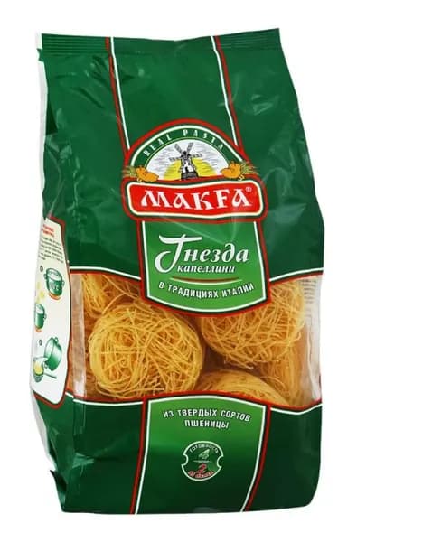 Makfa Макаронные изделия Вермишель длинная Гнезда капеллини, 450 г