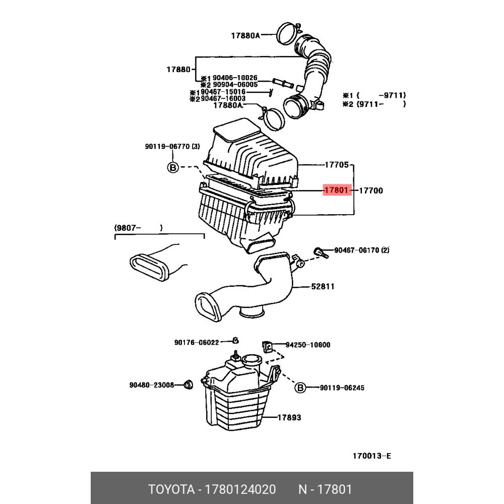 Фильтр воздушный toyota carina/camry 1.6-1.8 <86 TOYOTA-LEXUS 1780124020