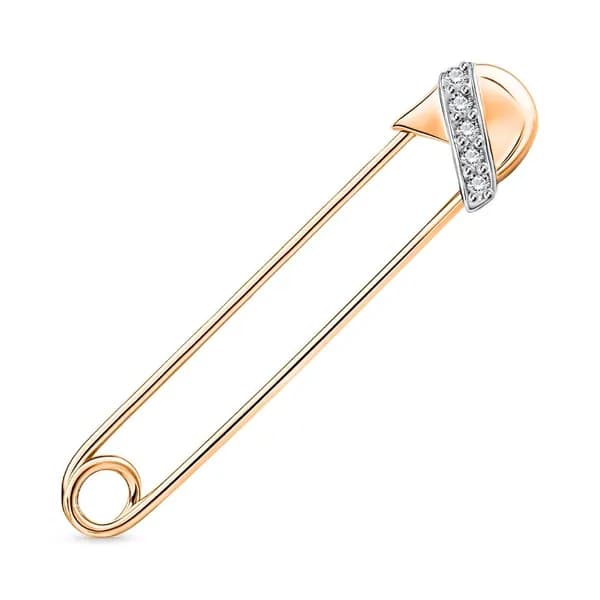 Булавка с фианитами из красного золота 585 пробы 585GOLD