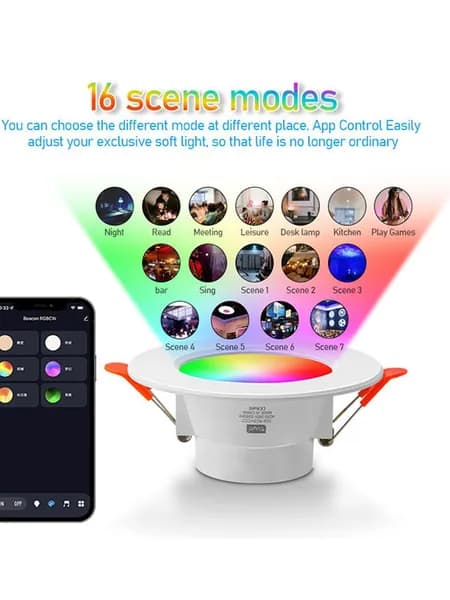Светодиодный встраиваемый светильник с Bluetooth, RGB и регулируемой цветовой температурой, 10 Вт, цоколь E27