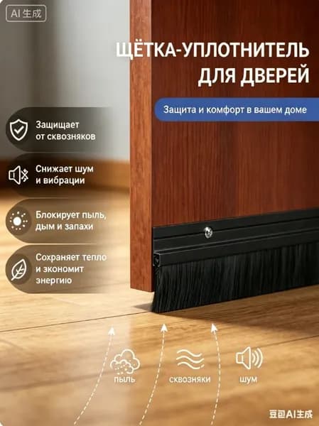 Линейный уплотнитель - щетка неокрашенный 1000 мм, ворс 40 мм