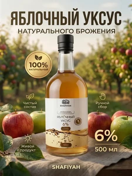 Уксус яблочный натурального брожения 6% 500 мл