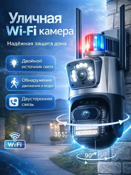 Камера видеонаблюдения, двойной объектив, качество изображения сверхвысокой четкости, 600 Вт пикселей, уровень защиты IP66, модель WIFI