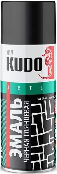 KUDO KU-1002 эмаль аэрозольная алкидная черная глянцевая (0,52л)