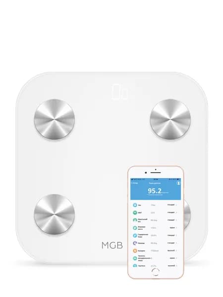 Весы напольные, MGB Wi-Fi Body Fat Scale Glass Edition, белый. Товар уцененный