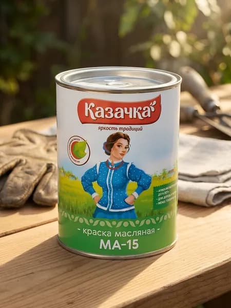 Казачка, Краска, масляная, универсальная, глянцевая, белая, 0.9 кг, МА-15