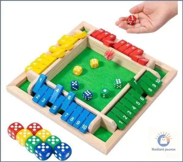 Настольная игра "Закрой коробку" (Shut The Box) для развития математики у детей 4-7 лет