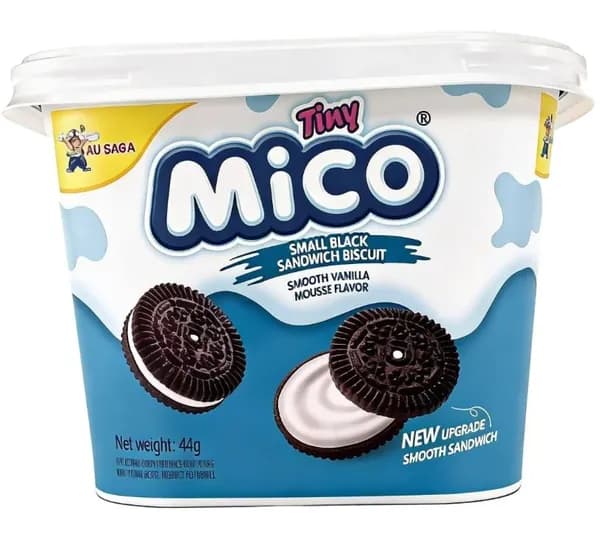Печенье Tiny Mico Small Black Sandwich Smooth Vanilla Mousse со вкусом ванильного мусса, 44 г