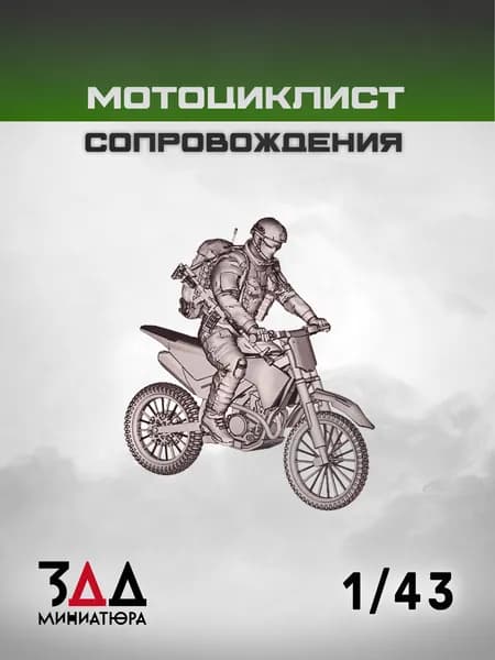 3ДД Мотоциклист сопровождения 1/43, 8 деталей + 1 солдат, Россия