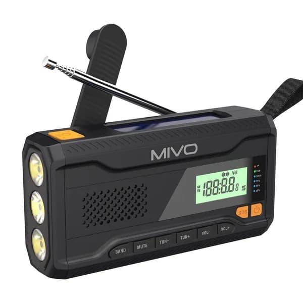 Радиоприемник Mivo MR-001 с повербанком на 4500 мАч и фонариком (Черный)