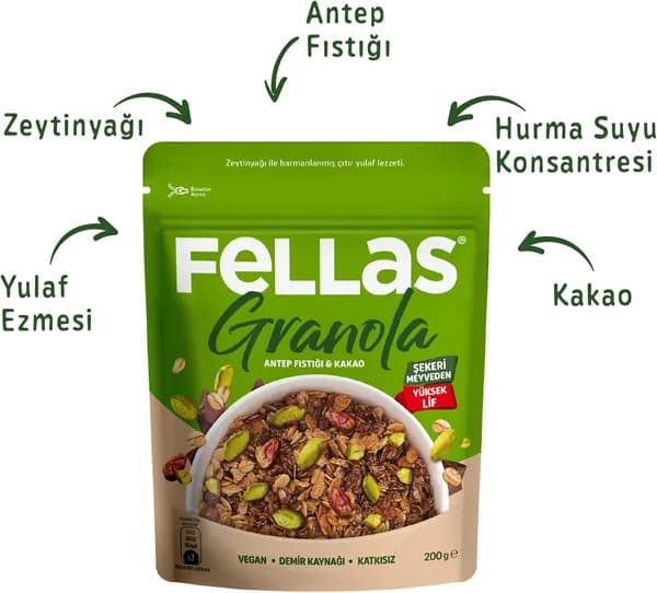 Гранола Fellas с фисташками и какао 200 гр