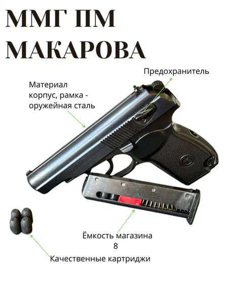 Макет учебный пистолет ПМ Макарова (Р-ПМ) массо-габаритный модель Р-3312 спортивно тренировочный Байкал-442