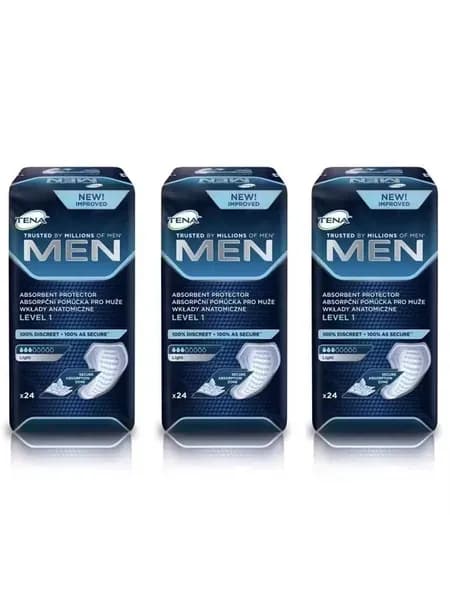 Прокладки урологические для мужчин Tena Men Level 1 Light, 3 капли, 300 мл, 24 штуки 3 упаковки