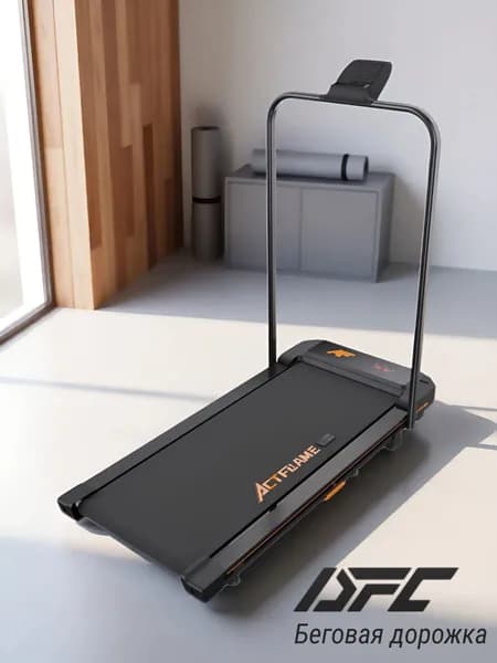 Беговая дорожка DFC AXEFIT TM200-1HB с поручнем, электрическая для дома, компактная, ультратонкая, для ходьбы и бега до 110 кг, беговое полотно 94 х 39 см, скорость до 6 км/ч, черная