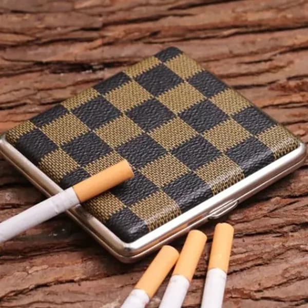 Портсигар на 20 сигарет из кожи PU и металла, откидной, ударопрочный, для мужчин и женщин