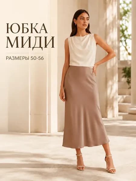 Юбка атласная миди