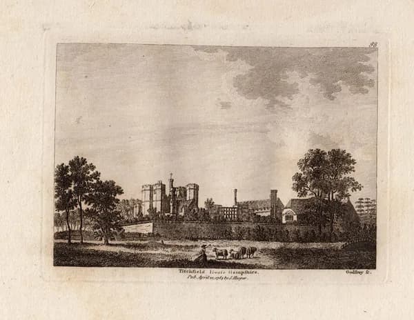 1784 год. Античные руины Титчфилд-хаус в Хэмпшире, гравюра