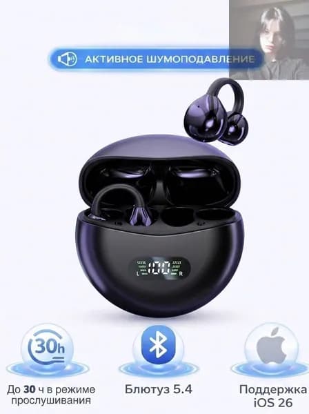 Наушники беспроводные с микрофоном, Bluetooth, USB Type-C, Lightning, черный