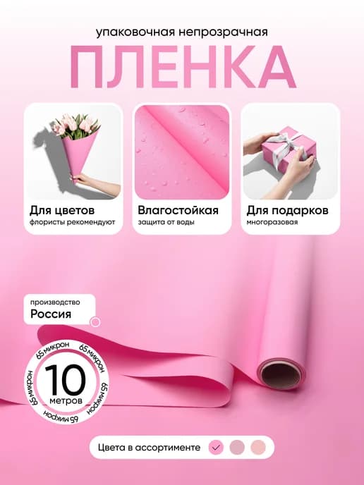 Упаковочная бумага для цветов и подарков розовая для девушки