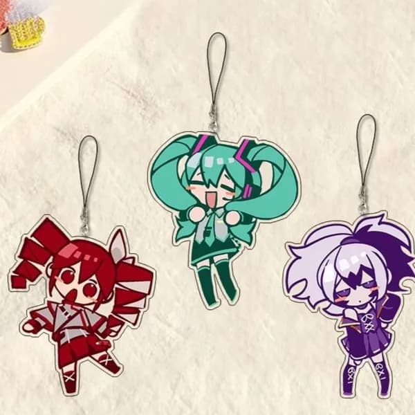 Акриловые брелоки Hatsune Miku, Kasane Teto и Utau, комплект из 3 шт., аниме-кулоны для телефона и ключей