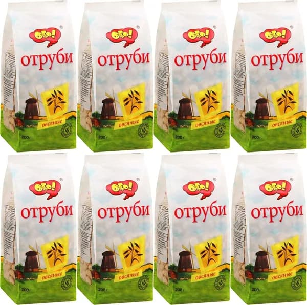 Отруби Ого! овсяные, комплект: 8 упаковок по 200 г