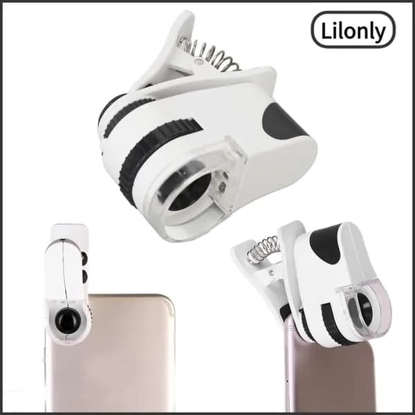 Микроскоп для смартфона, 50X увеличение, с LED и ультрафиолетовым светом для проверки банкнот