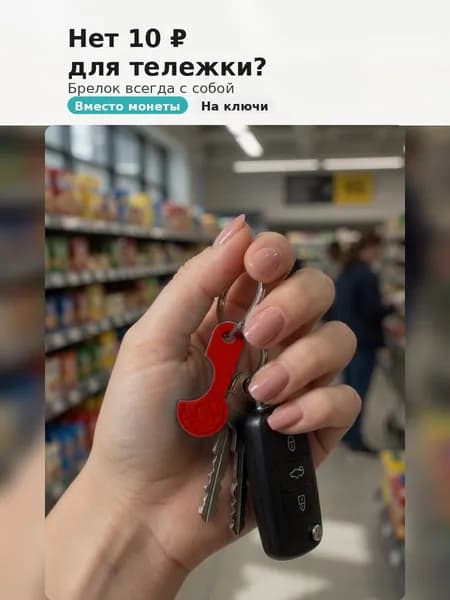 Ключ - брелок от тележки в супермаркете