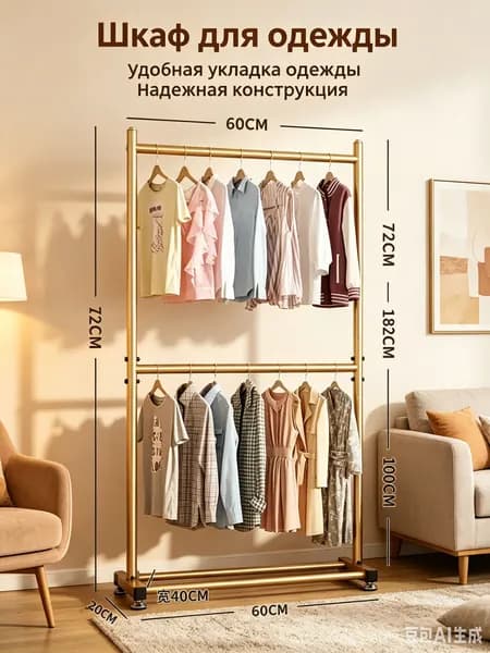 Вешалка напольная, 182 см х 60 см х 40 см